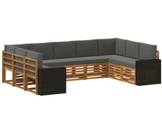 Sekcijos sofų komplektas 9 pcs Natūralus ir antracitas