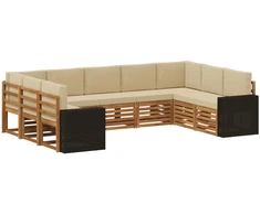 Sekcijos sofų komplektas 9 pcs Natūralus ir bežinis Poliesteris
