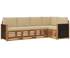 Sekcijos sofų komplektas su pagalve 4 pcs Natūrali