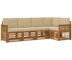 Sekcijos sofų komplektas su pagalve 4 pcs Natūrali