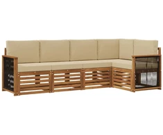 Sekcijos sofų komplektas su pagalve 4 pcs Natūrali