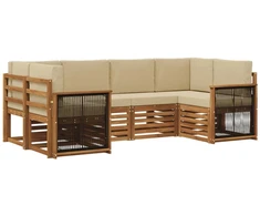 Sekcijos sofų komplektas su pagalve 5 pcs Natūrali