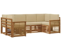 Sekcijos sofų komplektas su pagalve 5 pcs Natūrali