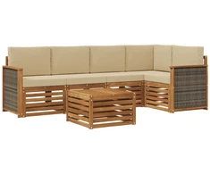 Sekcijos sofų komplektas su pagalve 5 pcs Natūrali