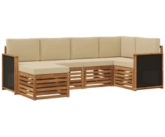 Sekcijos sofų komplektas su pagalve 5 pcs Natūrali