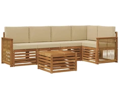 Sekcijos sofų komplektas su pagalve 5 pcs Natūrali