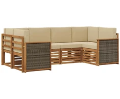 Sekcijos sofų komplektas su pagalve 5 pcs Natūrali
