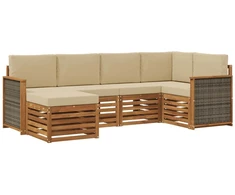 Sekcijos sofų komplektas su pagalve 5 pcs Natūrali