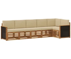 Sekcijos sofų komplektas su pagalve 5 pcs Natūrali