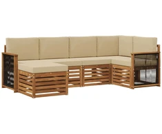 Sekcijos sofų komplektas su pagalve 5 pcs Natūrali