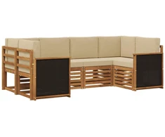 Sekcijos sofų komplektas su pagalve 5 pcs Natūrali