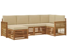 Sekcijos sofų komplektas su pagalve 5 pcs Natūrali