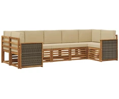 Sekcijos sofų komplektas su pagalve 6 pcs Natūrali