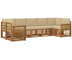Sekcijos sofų komplektas su pagalve 6 pcs Natūrali