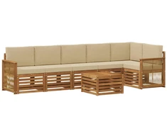 Sekcijos sofų komplektas su pagalve 6 pcs Natūrali