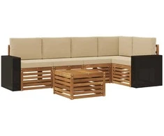 Sekcijos sofų komplektas su pagalve 6 pcs Natūralus ir bežinis