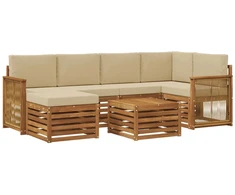 Sekcijos sofų komplektas su pagalve 6 pcs Natūrali