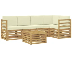 Sekcijos sofų komplektas su pagalve 6 pcs Balta ir kreminė