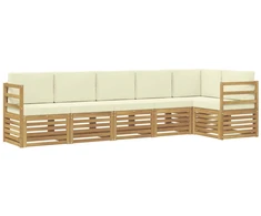 Sekcijos sofų komplektas su pagalve 6 pcs Balta ir kreminė