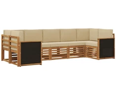 Sekcijos sofų komplektas su pagalve 6 pcs Natūrali