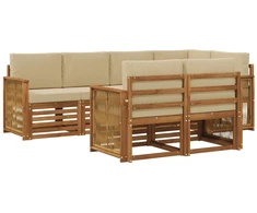 Sekcijos sofų komplektas su pagalve 6 pcs Natūrali