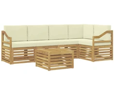 Sekcijos sofų komplektas su pagalve 6 pcs Balta ir kreminė