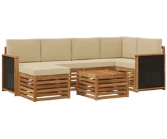 Sekcijos sofų komplektas su pagalve 6 pcs Natūrali