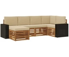 Sekcijos sofų komplektas su pagalve 6 pcs Natūralus ir bežinis