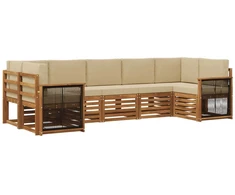 Sekcijos sofų komplektas su pagalve 6 pcs Natūrali