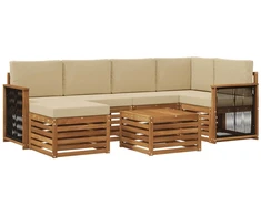 Sekcijos sofų komplektas su pagalve 6 pcs Natūrali