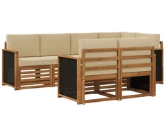 Sekcijos sofų komplektas su pagalve 6 pcs Natūrali