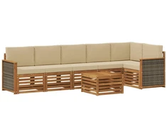 Sekcijos sofų komplektas su pagalve 6 pcs Natūrali