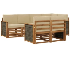 Sekcijos sofų komplektas su pagalve 6 pcs Natūrali