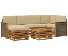 Sekcijos sofų komplektas su pagalve 6 pcs Natūrali