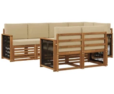 Sekcijos sofų komplektas su pagalve 6 pcs Natūrali