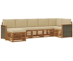 Sekcijos sofų komplektas su pagalve 6 pcs Natūrali