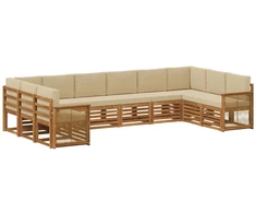 Sekcijos sofų komplektas su pagalve 7 pcs Natūrali