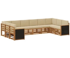 Sekcijos sofų komplektas su pagalve 7 pcs Natūrali