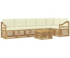 Sekcijos sofų komplektas su pagalve 7 pcs Balta ir kreminė