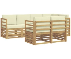Sekcijos sofų komplektas su pagalve 7 pcs Balta ir kreminė