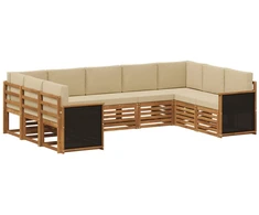 Sekcijos sofų komplektas su pagalve 7 pcs Natūrali