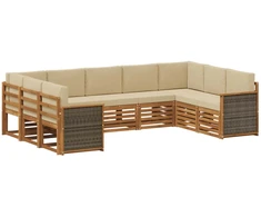 Sekcijos sofų komplektas su pagalve 7 pcs Natūrali