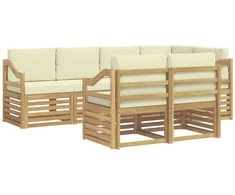 Sekcijos sofų komplektas su pagalve 7 pcs Balta ir kreminė