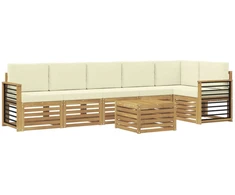 Sekcijos sofų komplektas su pagalve 7 pcs Balta ir kreminė