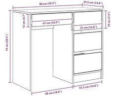 Stalas Senovinis medis 90 x 37.5 x 75 cm Apdirbta mediena
