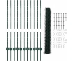 Hexagonal Fence with Post 25 x 1 m PVC dengtas plienas Žalia