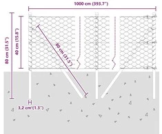 Heksagonalinė tvoros tvirtinimo sistema 10 x 0,4 m Pilka