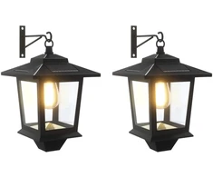 Sieninė Lempa with LED Bulb 2 vnt. Juoda 19 x 14 x 25 cm