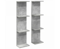 Sieninė lentyna 2 pcs Betono pilka 22 x 15 x 100 cm