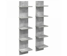Sieninė lentyna 2 pcs Betono pilka 22 x 15 x 100 cm